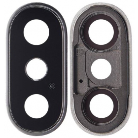 Apple iPhone X τζαμάκι κάμερας (ασήμι) (με πλαίσιο)