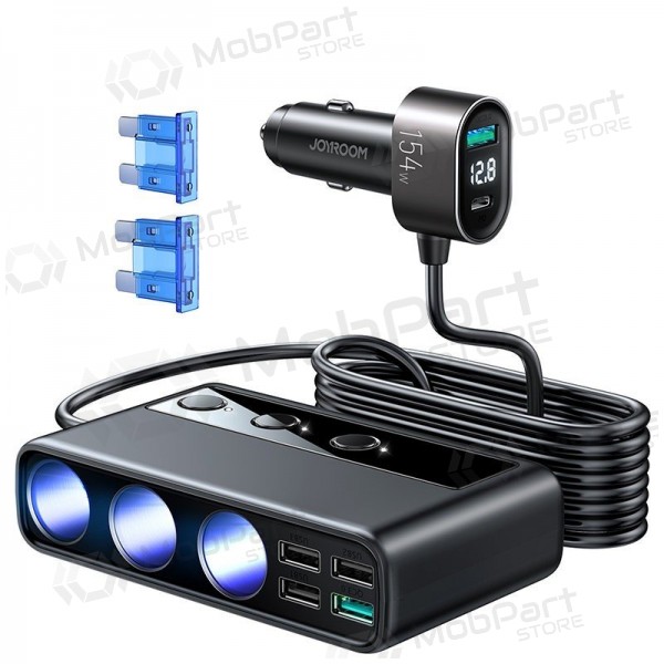 Φορτιστής automobilinis Joyroom 9in1 154W 3x12V, PD USB Type-C, QC3.0 USB-A, 4xUSB-A JR-CL06