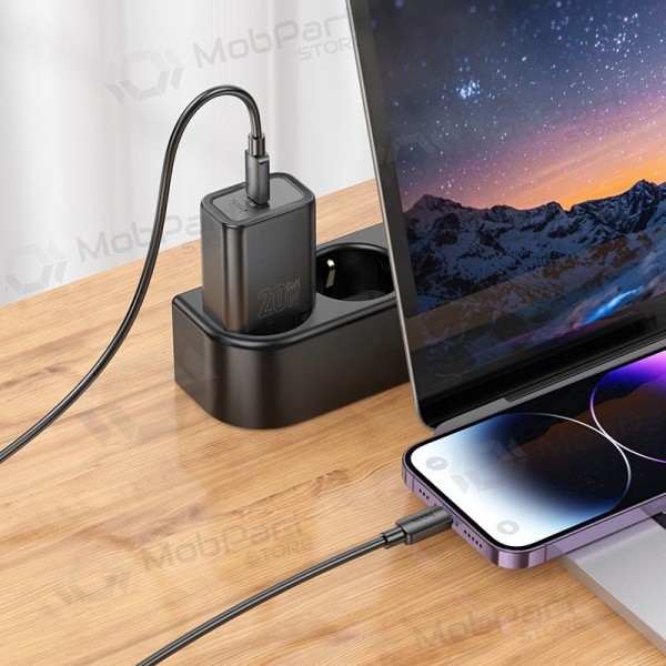 Φορτιστής Hoco N60 20W GaN USB-C + USB-C to Lightning cable 1.0m άσπρο