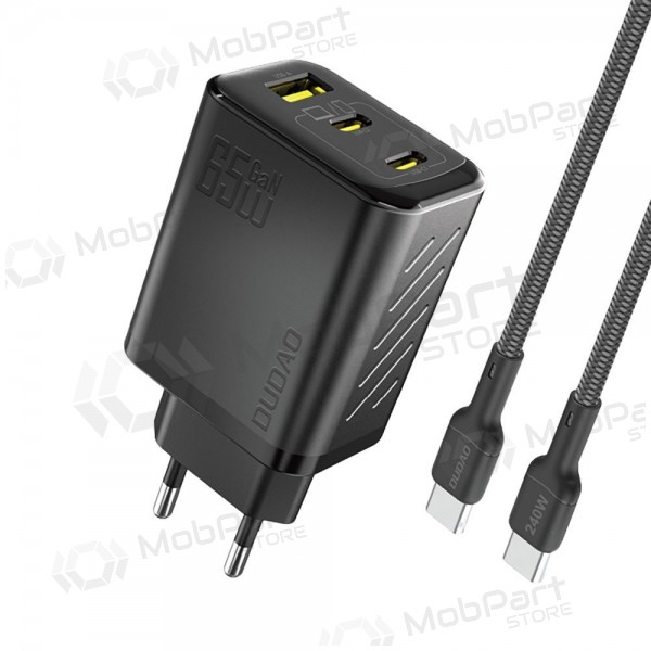 Φορτιστής τηλεφώνου Dudao A28PC 45 W GaN 2x USB-C με καλώδιο USB-C 1 m μαύρο