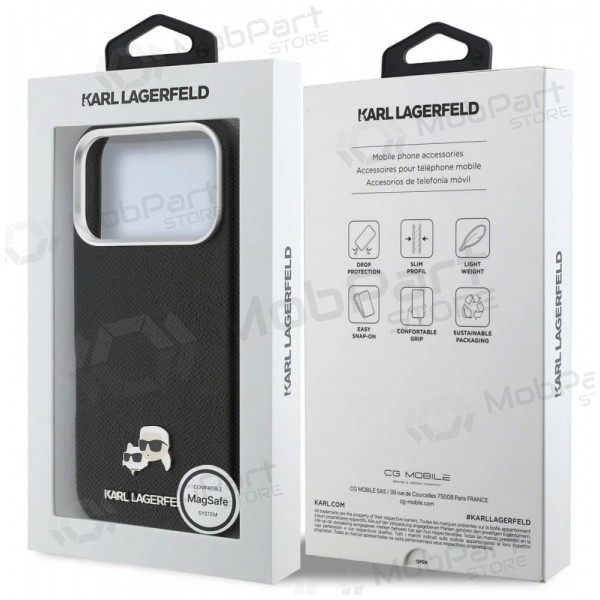 Θήκη Apple iPhone 17 Pro - Karl Lagerfeld PU Karl and Choupette Heads Pins MagSafe (μαύρο)
