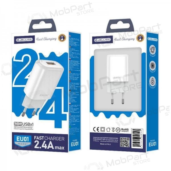 Φορτιστής buitinis Jellico EU01 2.4A USB άσπρο