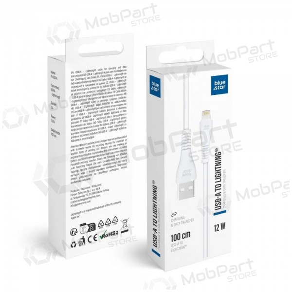 Καλώδιο Lightning Blue Star PJ-DG5-A USB-A σε Lightning 1 m λευκό