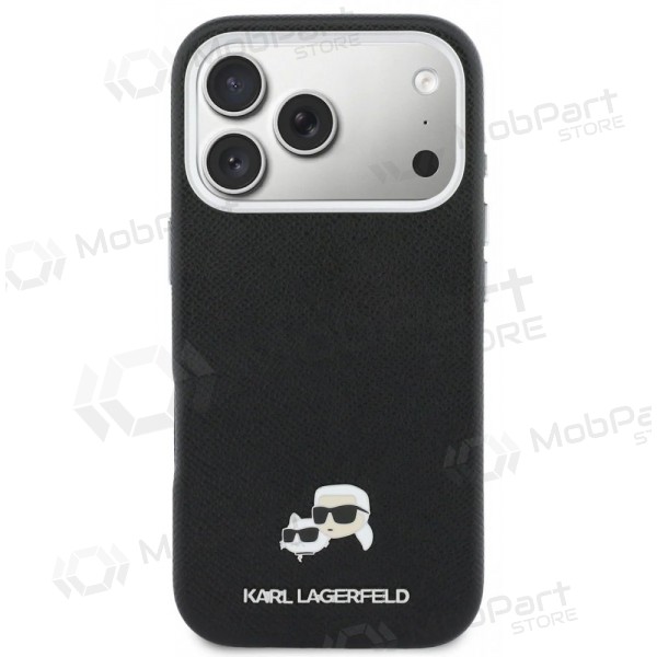 Θήκη Apple iPhone 17 Pro - Karl Lagerfeld PU Karl and Choupette Heads Pins MagSafe (μαύρο)