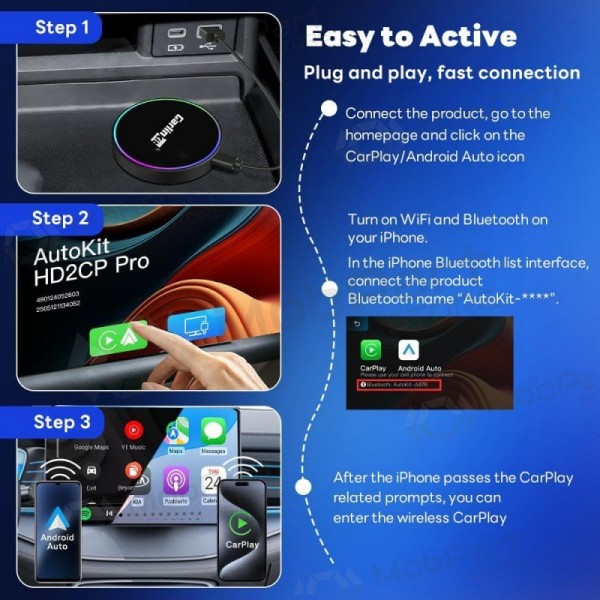 Προσαρμογέας CarPlay Carlinkit HD2CP Pro ασύρματο Android Auto μαύρο