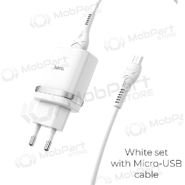 Φορτιστής HOCO C12Q Smart USB + microUSB καλώδιο (QC3.0) (άσπρο)