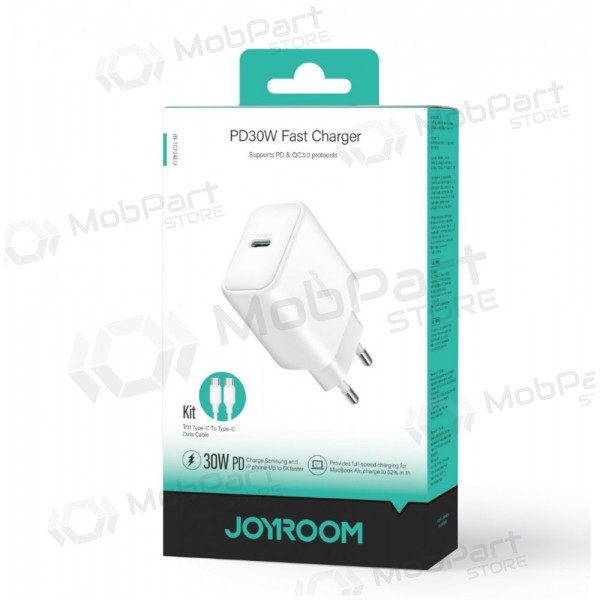 Φορτιστής Joyroom JR-TCF24 USB-C PD30W + USB-C to USB-C cable 1.0m άσπρο