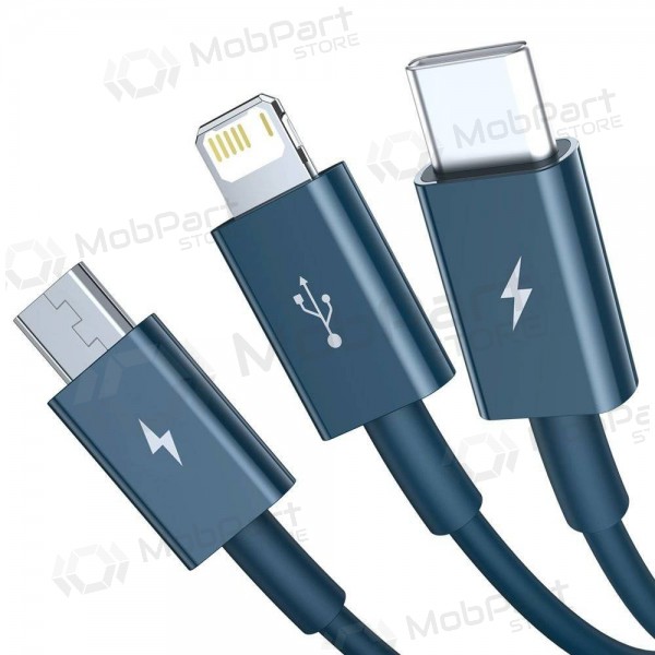 Καλώδιο USB Baseus Superior USB - microUSB+Lightning+Type-C 100W 1.5m (μπλε) CAMLTYS-03