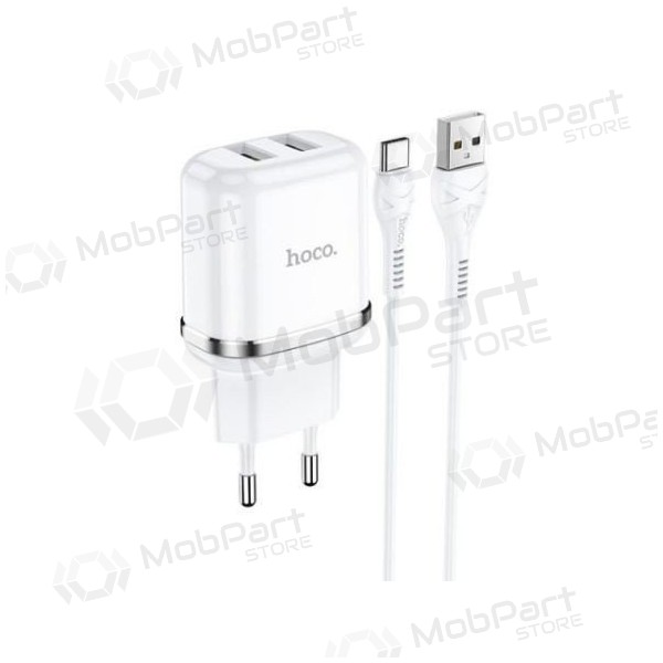 Φορτιστής HOCO N4 Aspiring Dual USB + type-C καλώδιο (5V 2.4A) (άσπρο)