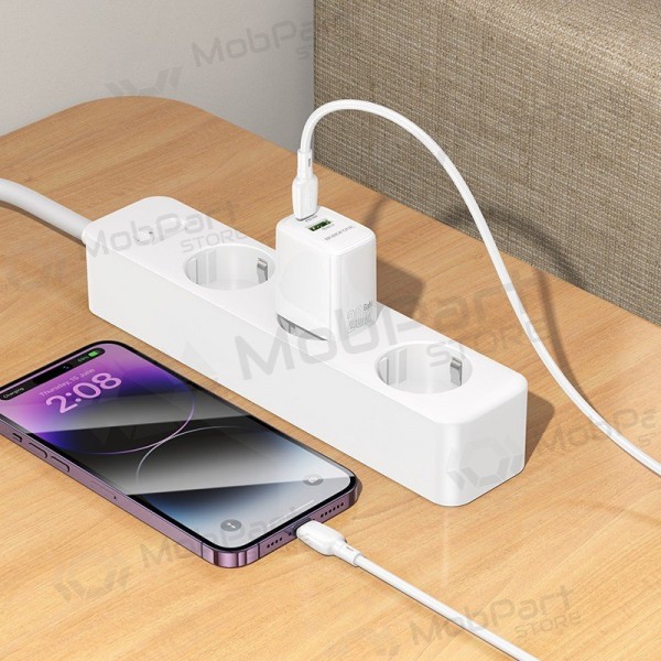 Φορτιστής τηλεφώνου Borofone BN27 20 W USB-C + USB-A με καλώδιο Lightning 1 m λευκό