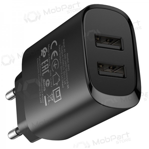 Φορτιστής Borofone BN2 2xUSB 2.1A (μαύρος)