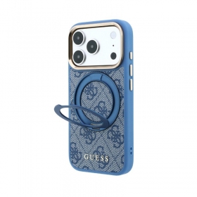 Θήκη Apple iPhone 18 Pro -Guess PU 4G Ring Stand MagSafe- (μπλε)