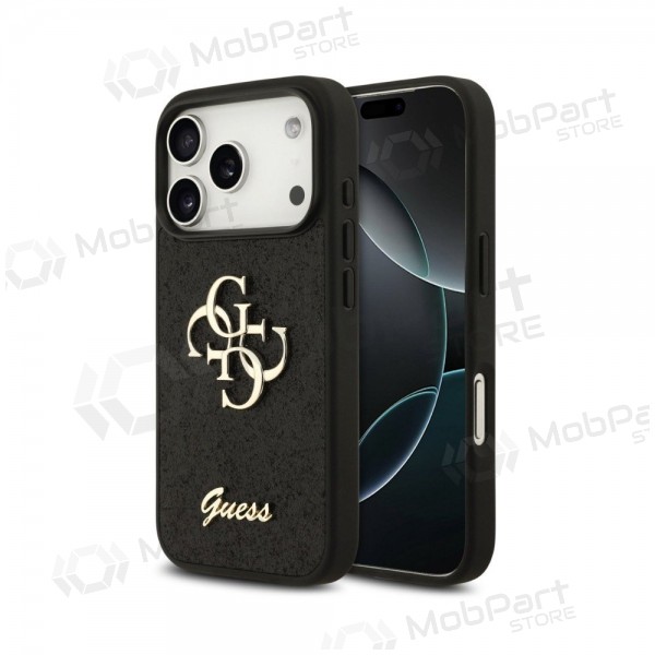 Θήκη Apple iPhone 18 Pro Max - Guess PU Fixed Glitter 4G Metal Logo (μαύρο)