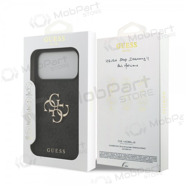 Θήκη Apple iPhone 17 Pro Max - Guess PU 4G Metal Logo (γκρι)