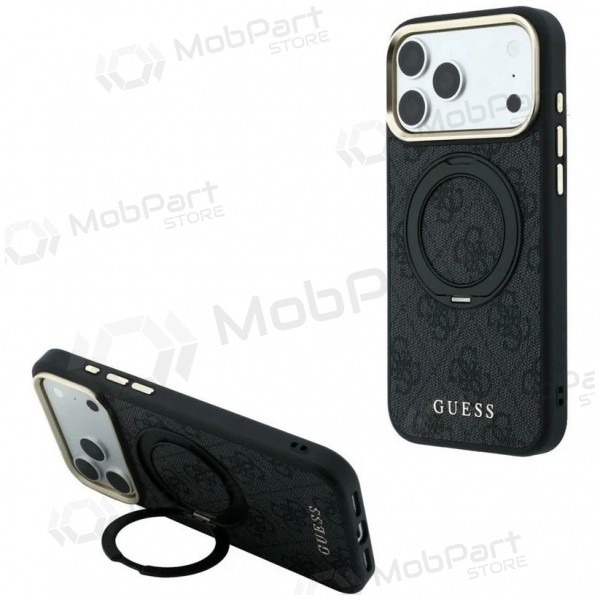 Θήκη Apple iPhone 18 Pro Max -Guess PU 4G Ring Stand MagSafe- (μαύρη)