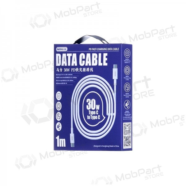 USB καλώδιο Remax RC-C021 USB-C to USB-C 30W 1.0m άσπρο