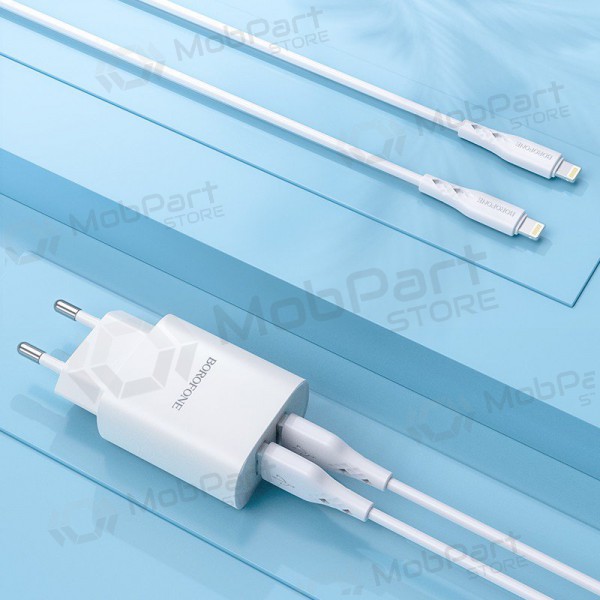 Φορτιστής Borofone BN2 2xUSB 2.1A + Lightning (άσπρο)