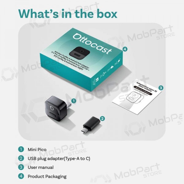 Ασύρματος προσαρμογέας CarPlay / Android Auto Ottocast Mini Pico CA525-T μαύρος