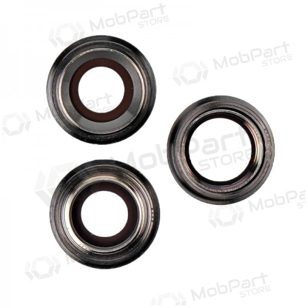 Apple iPhone 11 Pro / 11 Pro Max τζαμάκι κάμερας (3τεμ) (μαύρος) (με πλαίσιο)