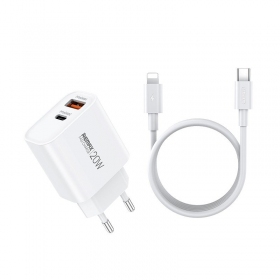 Φορτιστής τηλεφώνου Remax RP-U120 20 W USB-C + USB-A με καλώδιο Lightning 1 m λευκό