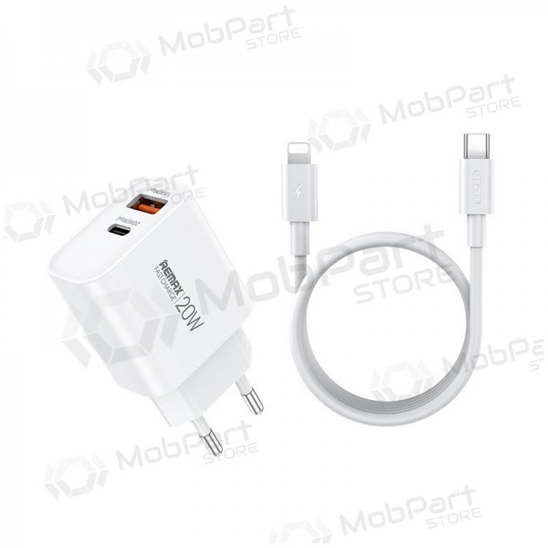 Φορτιστής τηλεφώνου Remax RP-U120 20 W USB-C + USB-A με καλώδιο Lightning 1 m λευκό