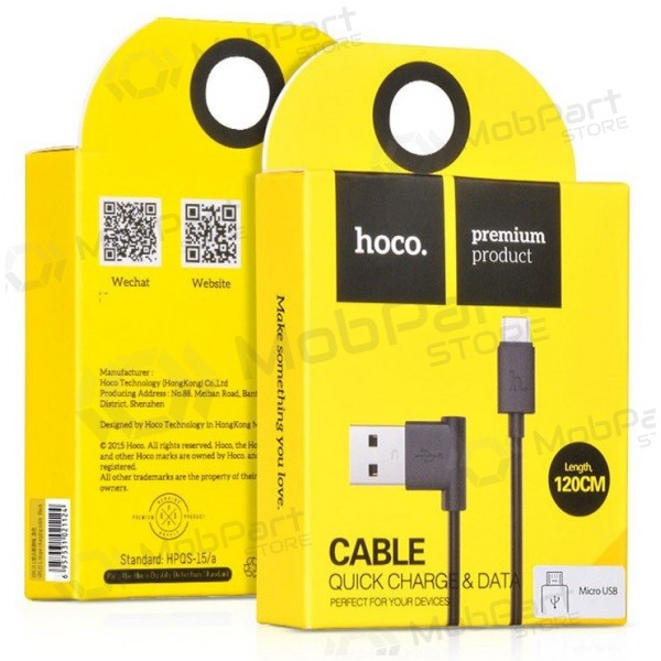 USB καλώδιο HOCO UPM10 L Shape microUSB 1.2m (μαύρος)
