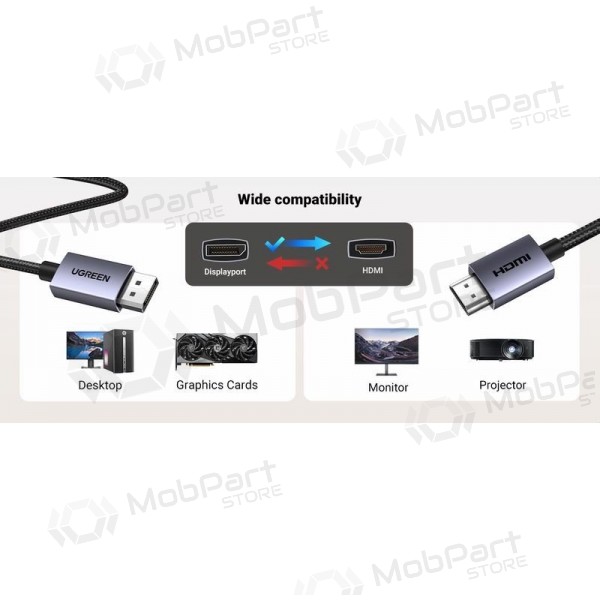 Καλώδιο HDMI Ugreen DP125 DisplayPort σε HDMI 2 m 4K 30 Hz μαύρο