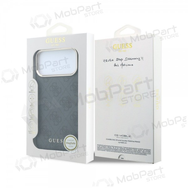 Θήκη Apple iPhone 18 Pro Max - Guess PU Leather 4G Gold Frame MagSafe (μαύρο)
