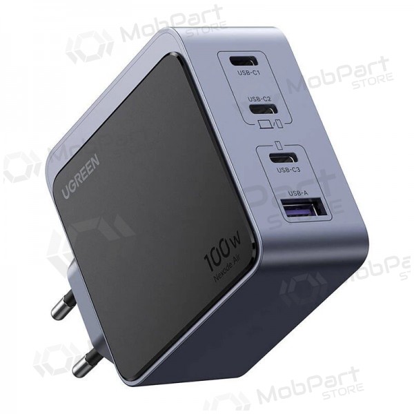 Φορτιστής δικτύου Ugreen X565 100 W GaN 3x USB-C + USB-A γκρι