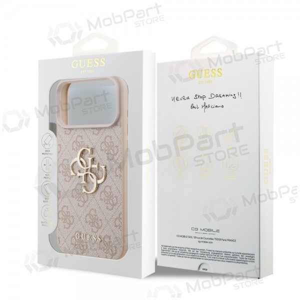 Θήκη Apple iPhone 17 Pro Max -Guess PU 4G Metal Logo- (ροζ)