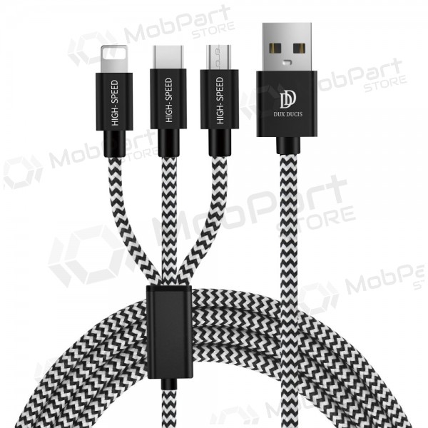 Καλώδιο USB Dux Ducis K-ONE 3in1 microUSB-Lightning-Type-C FastCharging 1.2m