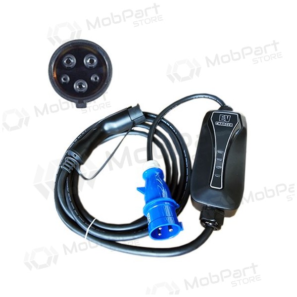 Elektromobilio nešiojamas φορτιστής Type 1 - CEE, 6-32A, 7.2kW, 1-fazė, 5m