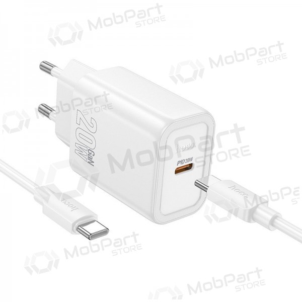 Φορτιστής τηλεφώνου Hoco N60 GaN USB-C με καλώδιο USB-C 1 m λευκό