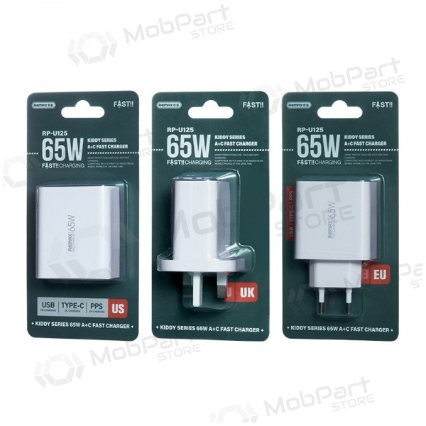 Φορτιστής Remax RP-U125 65W GaN USB-C/USB-A άσπρο