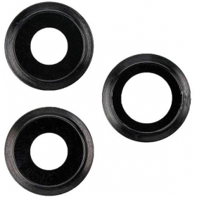 Apple iPhone 11 Pro / 11 Pro Max τζαμάκι κάμερας (3τεμ) (μαύρος) (με πλαίσιο)