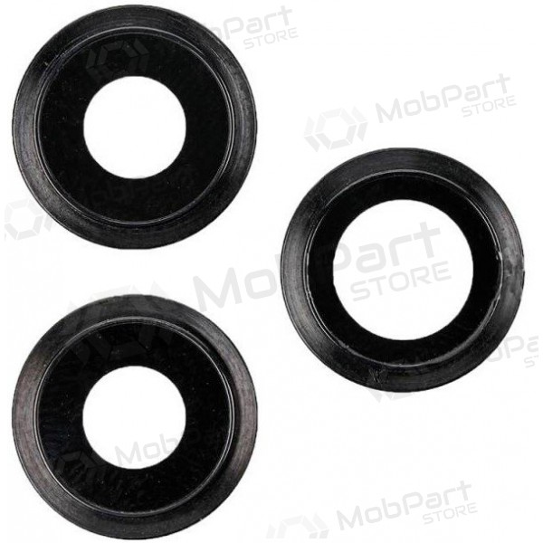 Apple iPhone 11 Pro / 11 Pro Max τζαμάκι κάμερας (3τεμ) (μαύρος) (με πλαίσιο)