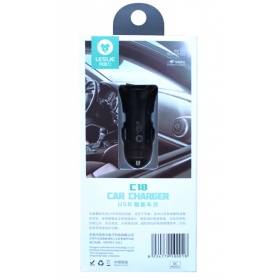 Φορτιστής automobilinis Leslie C18 2 USB 2.4A (1A+2A) (μαύρος)