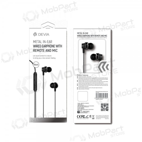 Handsfree ακουστικα Devia Metal In-Ear 3,5mm (μαύρος)