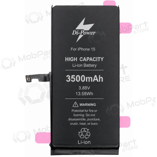 Μπαταρία Apple iPhone 15, συσσωρευτής Di-Power 3500 mAh (αυξημένης χωρητικότητας)