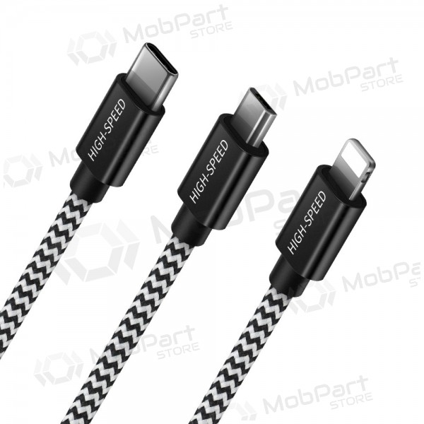 Καλώδιο USB Dux Ducis K-ONE 3in1 microUSB-Lightning-Type-C FastCharging 1.2m