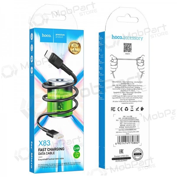 USB καλώδιο Hoco X83 USB-A to MicroUSB 1.0m μαύρος