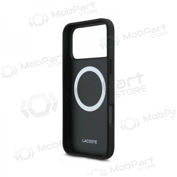 Θήκη Apple iPhone 18 Pro Max - Lacoste PVC Petit Pique Semi Wrap Embossed MagSafe (μαύρο)