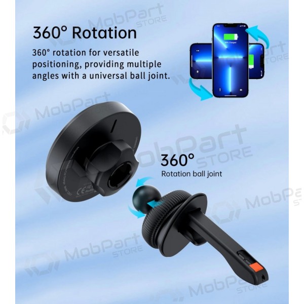 Automobilinis laikiklis-φορτιστής Choetech T205-F MagSafe 15W μαύρος