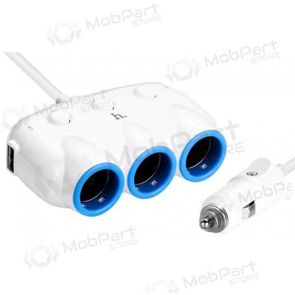 Φορτιστης αυτοκινητου HOCO C1 TRIPLE + USB (5V 3.1A) (άσπρο)