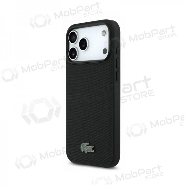 Θήκη Apple iPhone 18 Pro Max - Lacoste PVC Petit Pique Semi Wrap Embossed MagSafe (μαύρο)