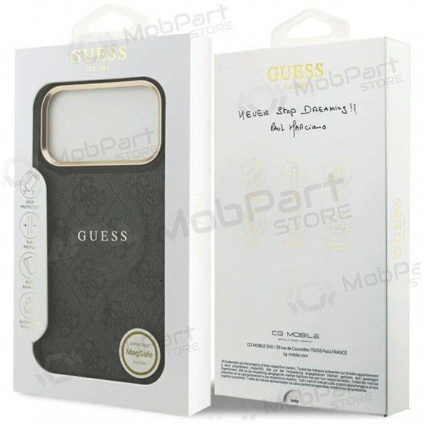 Θήκη Apple iPhone 17 Pro - Guess PU Leather 4G Gold Frame MagSafe (μαύρο)