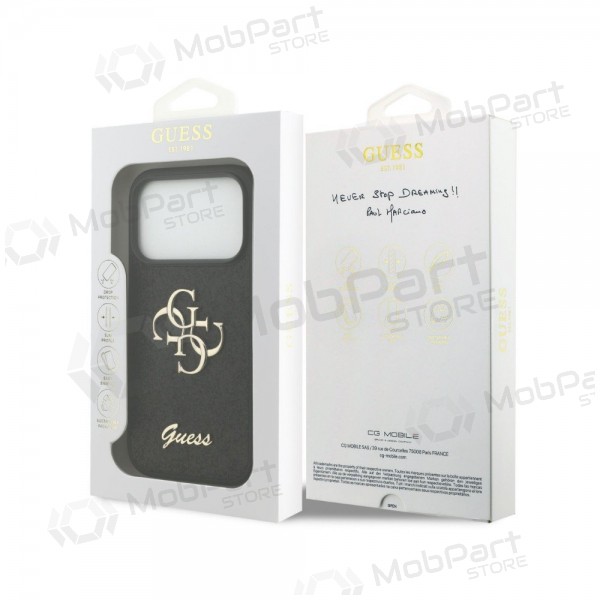 Θήκη Apple iPhone 18 Pro Max - Guess PU Fixed Glitter 4G Metal Logo (μαύρο)