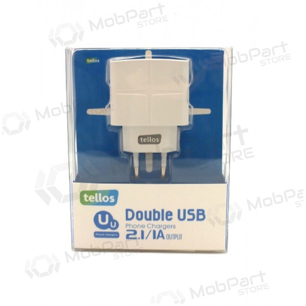 Φορτιστής Tellos su USB (dual) (1A+2.1A) (άσπρο)