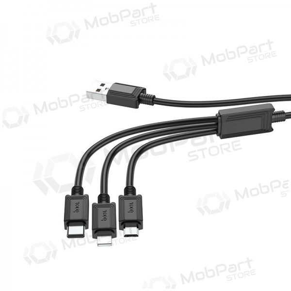 USB καλώδιο Hoco X74 3in1 microUSB-Lightning-Type-C 1.0m (μαύρος)