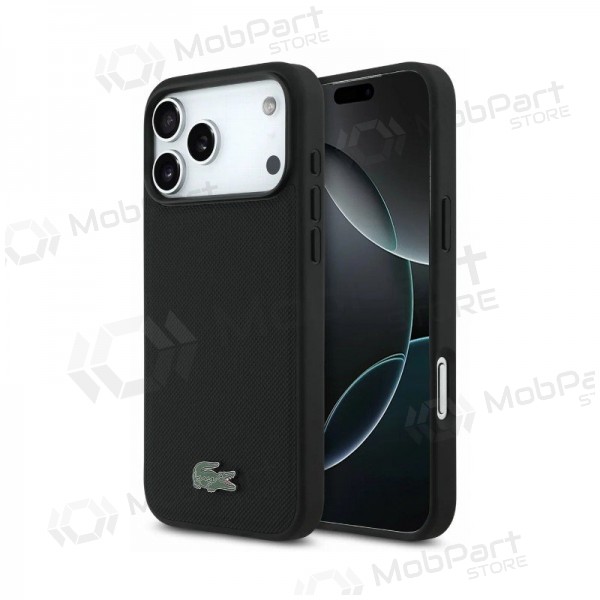 Θήκη Apple iPhone 18 Pro - Lacoste PVC Petit Pique Semi Wrap Embossed MagSafe (μαύρο)